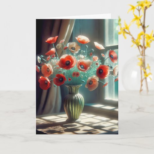 誕生日ポピーの花束 カード (黄色い花)