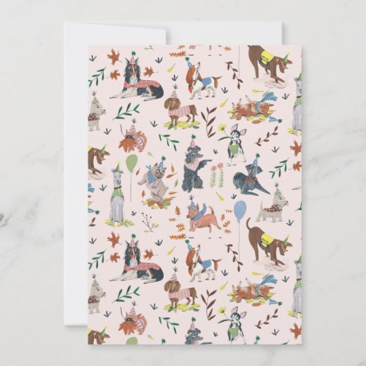 誕生日ポーティかわいい子犬の招待状 招待状 (裏面)