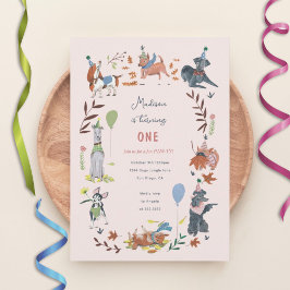 誕生日ポーティかわいい子犬の招待状 招待状