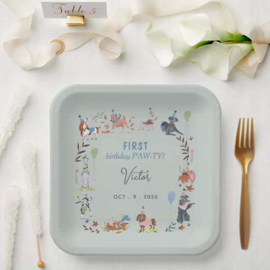 誕生日ポーティかわいい子犬の紙プレート ペーパープレート (ウェディング)