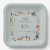 誕生日ポーティかわいい子犬の紙プレート ペーパープレート (正面)