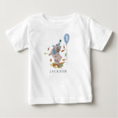 誕生日ポーティかわいい子犬パグ犬のカスタム年齢 ベビーTシャツ (正面)
