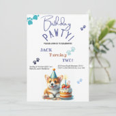 誕生日ポーティウェルシュコーギードッグカスタマイズ誕生日 招待状 (スタンド正面)