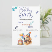 誕生日ポーティゴールデンレトリバードッグ誕生日 招待状 (スタンド正面)