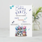 誕生日ポーティシベリアハスキードッグ誕生日 招待状 (スタンド正面)