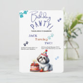 誕生日ポーティシーズー(犬)ツドッグパーソナライズされた誕生日 招待状 (スタンド正面)