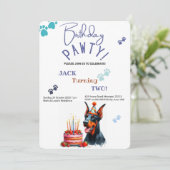 誕生日ポーティドバーマンピンチャードッグ誕生日 招待状 (スタンド正面)
