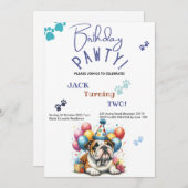 誕生日ポーティブルドッグパーソナライズされた誕生日 招待状 (正面/裏面)