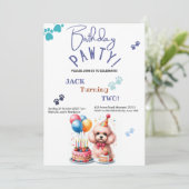 誕生日ポーティプードルドッグパーソナライズされた誕生日 招待状 (スタンド正面)