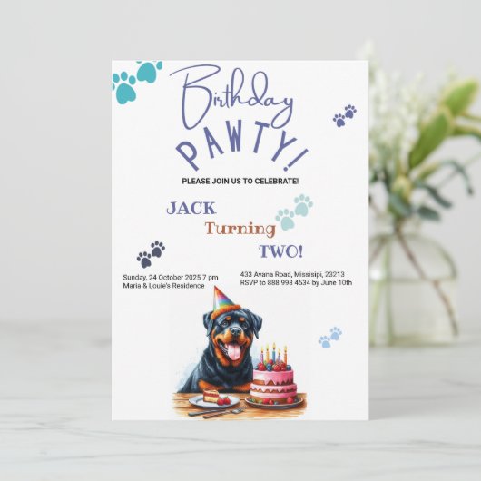 誕生日ポーティロットワイラードッグカスタマイズ誕生日 招待状 (スタンド正面)
