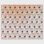 誕生日ポープリントとハート ラッピングペーパー (フラット)