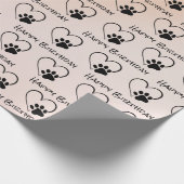 誕生日ポープリントとハート ラッピングペーパー (角)