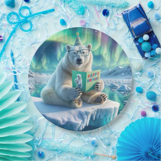 誕生日ポーラベアオンアンアイスバーグ ペーパープレート (パーティー)
