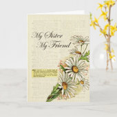 誕生日マイシスターマイフレンドヴィンテージフラワーズ カード (黄色い花)