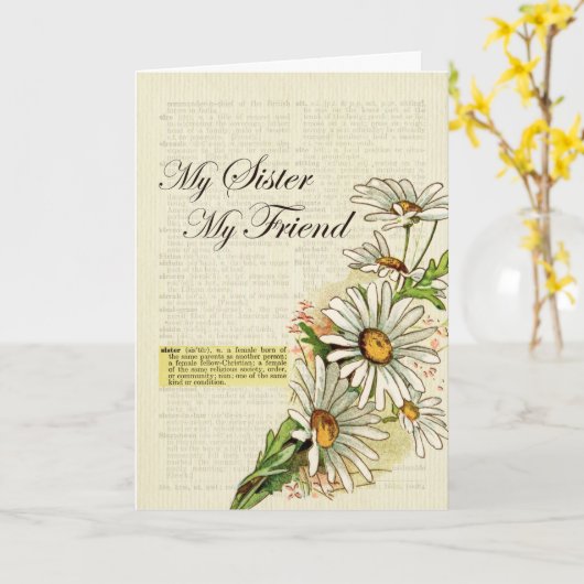 誕生日マイシスターマイフレンドヴィンテージフラワーズ カード (黄色い花)