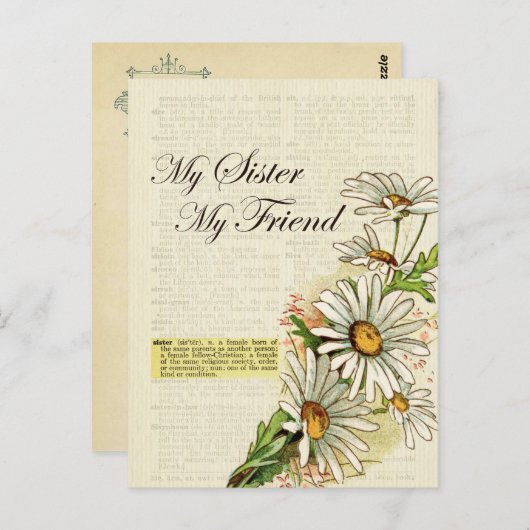誕生日マイシスターマイフレンドヴィンテージフラワーズ ポストカード (正面/裏面)