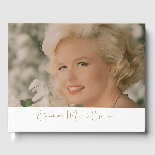 誕生日マイルストシンプルーン写真ホワエレガントイト ゲストブック (正面)