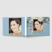 誕生日マイルストーンフォトフローラ青エレガント ゲストブック (全面)