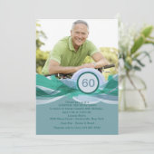 誕生日マイルストーンブルーフォト招待状 招待状 (スタンド正面)