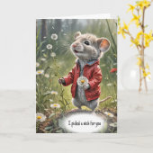 誕生日マウスとタンポポ カード (黄色い花)