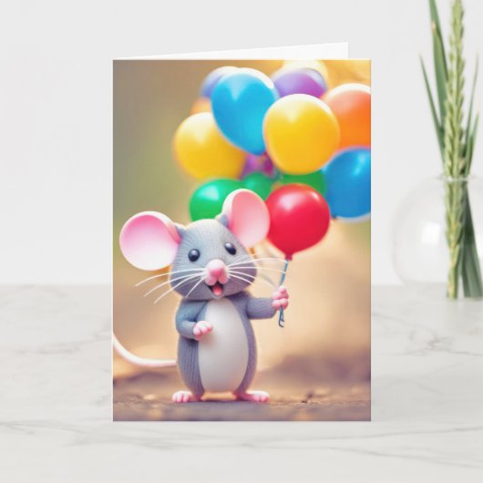 誕生日マウスとバルーン カード (正面)