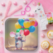 誕生日マウスとバルーン ペーパープレート (パーティー)