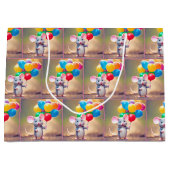 誕生日マウスとバルーン ラージペーパーバッグ (正面)