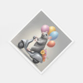 誕生日マウスのスクーター スタンダードランチョンナプキン (角)