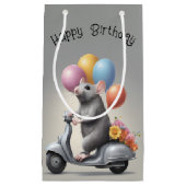 誕生日マウスのスクーター スモールペーパーバッグ (正面)