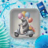 誕生日マウスのスクーター ペーパープレート (パーティー)