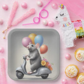 誕生日マウスのスクーター ペーパープレート (パーティー)