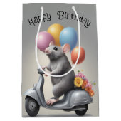 誕生日マウスのスクーター ミディアムペーパーバッグ (正面)