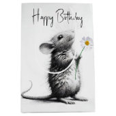 誕生日マウス及び白デイジー ミディアムペーパーバッグ (正面)