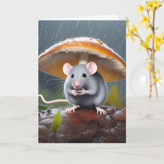 誕生日マウス カード (黄色い花)