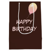 誕生日マウス、ピンクのローブとスリッパを履く ミディアムペーパーバッグ (裏面)