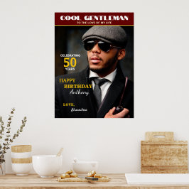 誕生日マガジンのフォトカバーのパーソナライズ ポスター