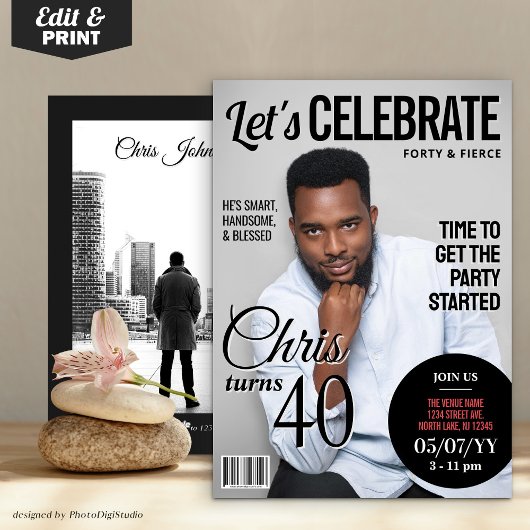 誕生日マガジンカバー招待状 | モダン招待状 シーズンカード