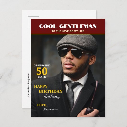 誕生日マガジン写真カバー パーソナライズ ポストカード (正面/裏面)