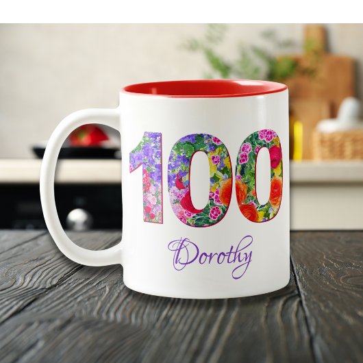 誕生日マグ100年フローラ名マグ100日目 ツートーンマグカップ