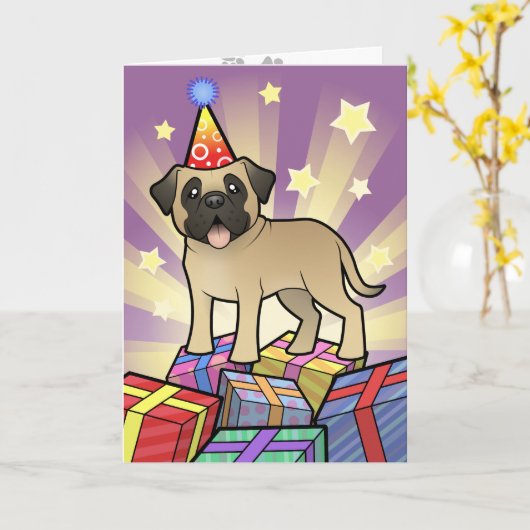 誕生日マスティフ カード (黄色い花)