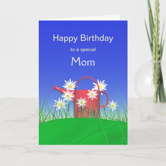 誕生日ママデイジーと散水缶 カード (正面)