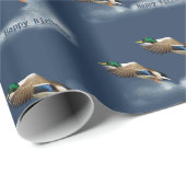 誕生日マラードアヒル飛んでいるオーバーウォーター ラッピングペーパー (ロールコーナー)