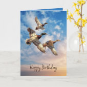 誕生日マラードダックスオンサンライズスカイ カード (黄色い花)