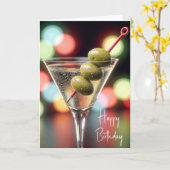誕生日マルティーニと3つのオリーブ カード (黄色い花)