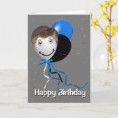 誕生日マンオンパーティーバルーン カード (黄色い花)