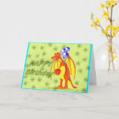 誕生日マンガドラゴン カード (黄色い花)