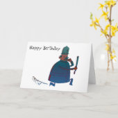 誕生日マンガ警官グリーティングカード カード (黄色い花)