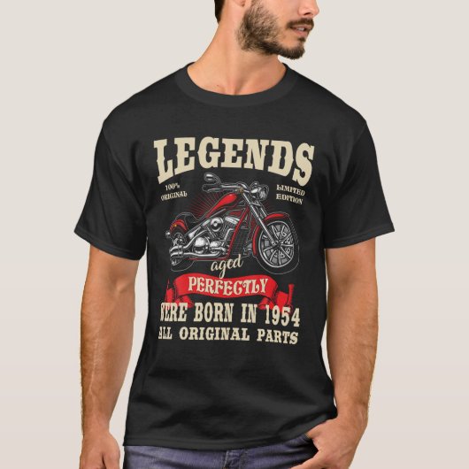 誕生日マンバイクもしくは自転車に乗る人ギフトオートバイチョッパー1954 T Tシャツ (正面)