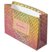 誕生日マーメイドはかりで測ピンパープルグリッター ラージペーパーバッグ (裏面アングル)