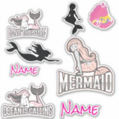 誕生日マーメイドガールステッカー シール (正面)